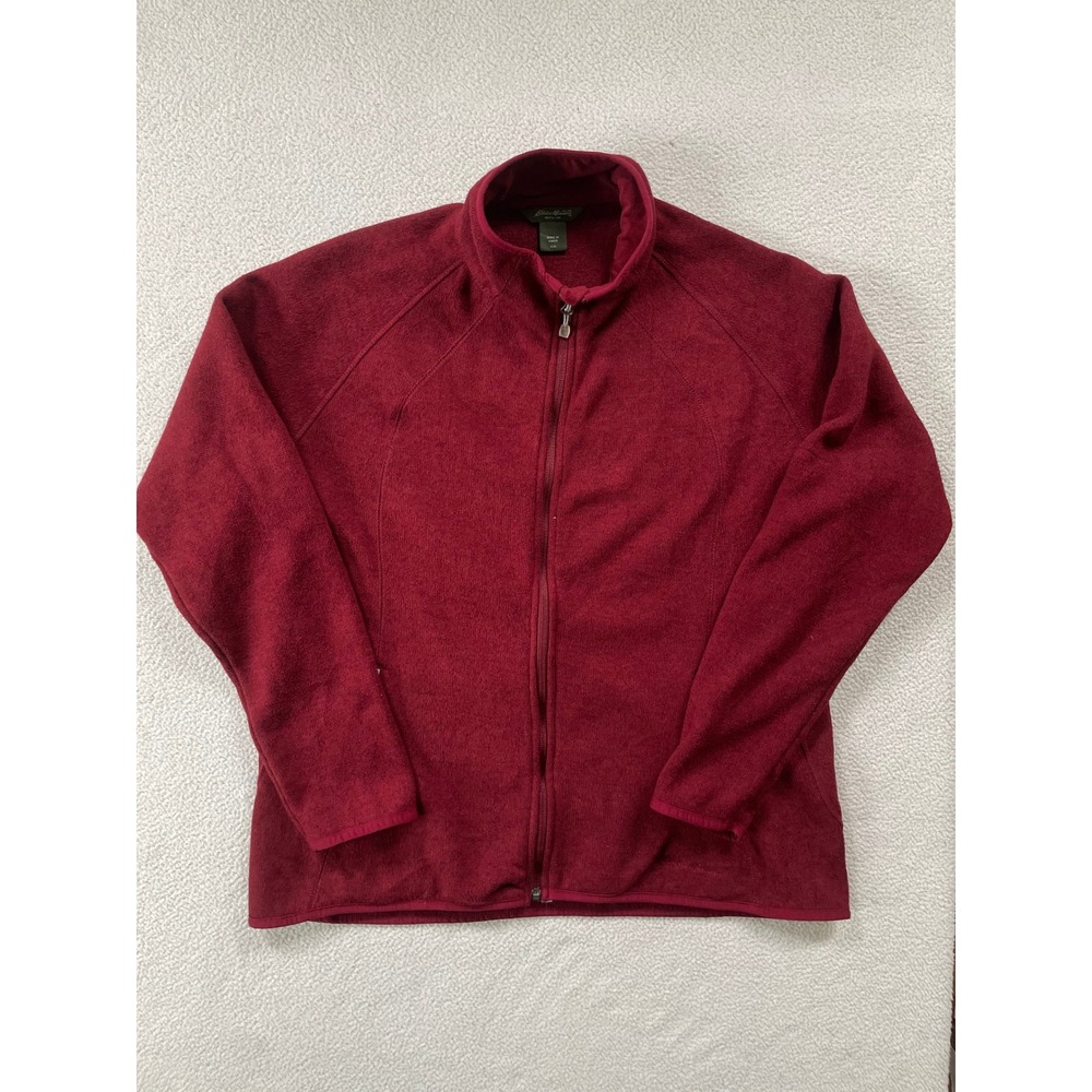 Eddie Bauer Womens XXL Jacket Burgundy Full Zip Sweater Fleece Mock Neck